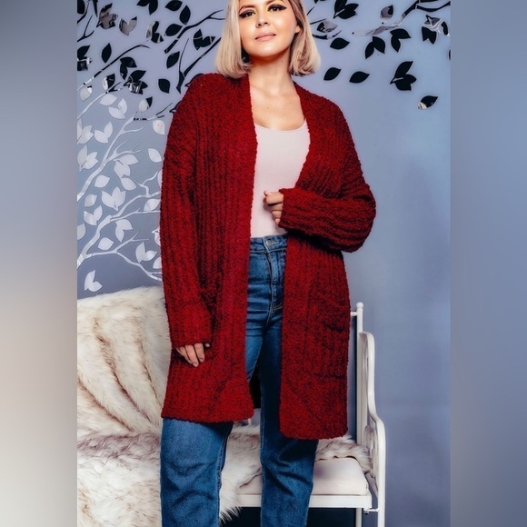 Ms. Diva Plus Gray Sweater Open Cardi - Picture 2 of 5